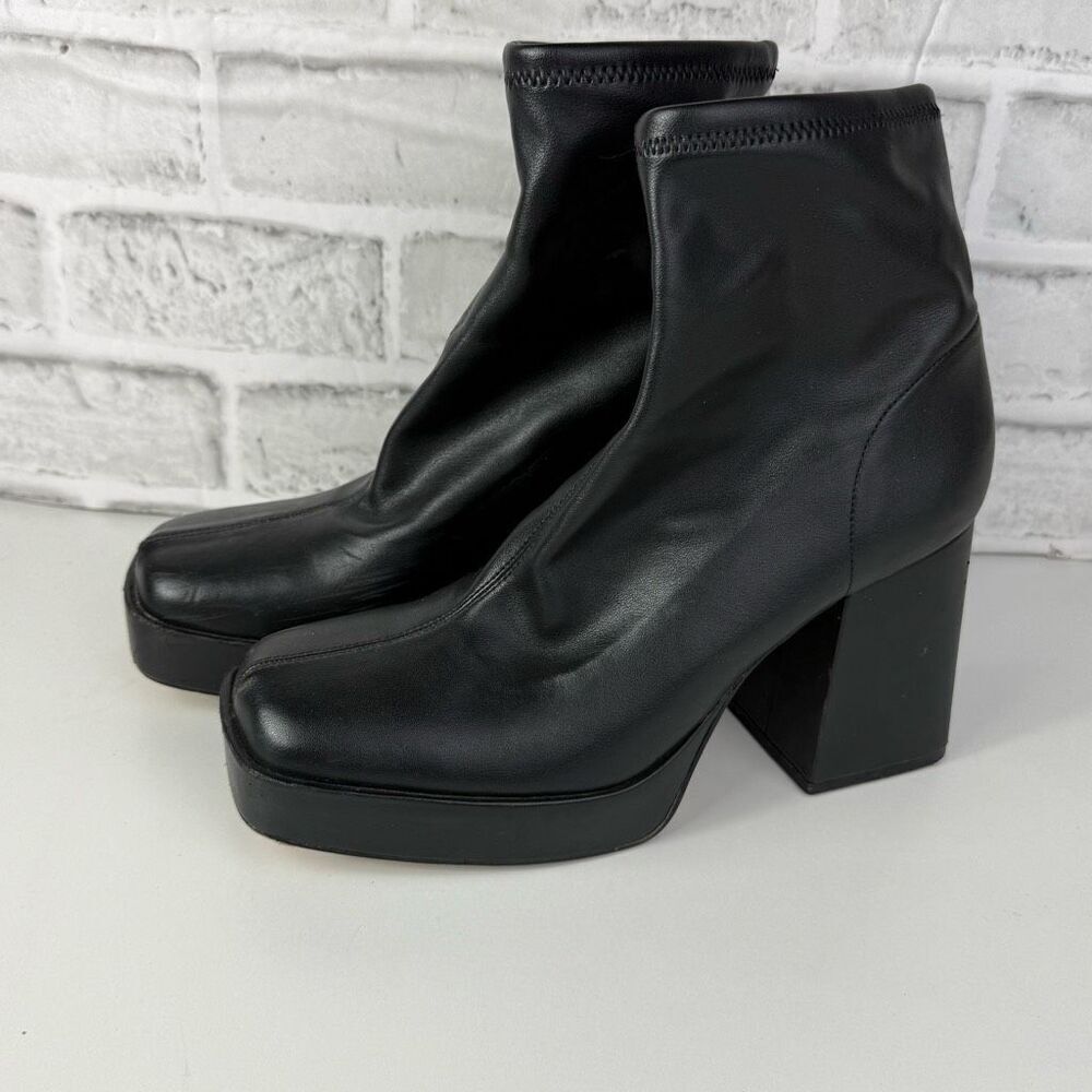 ZARA Y2K PLATFORM HEELED ANKLE BOOTS BLACK 7.5